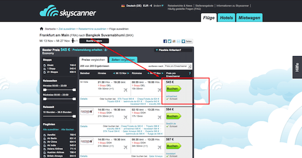 Skyscanner FRA BKK